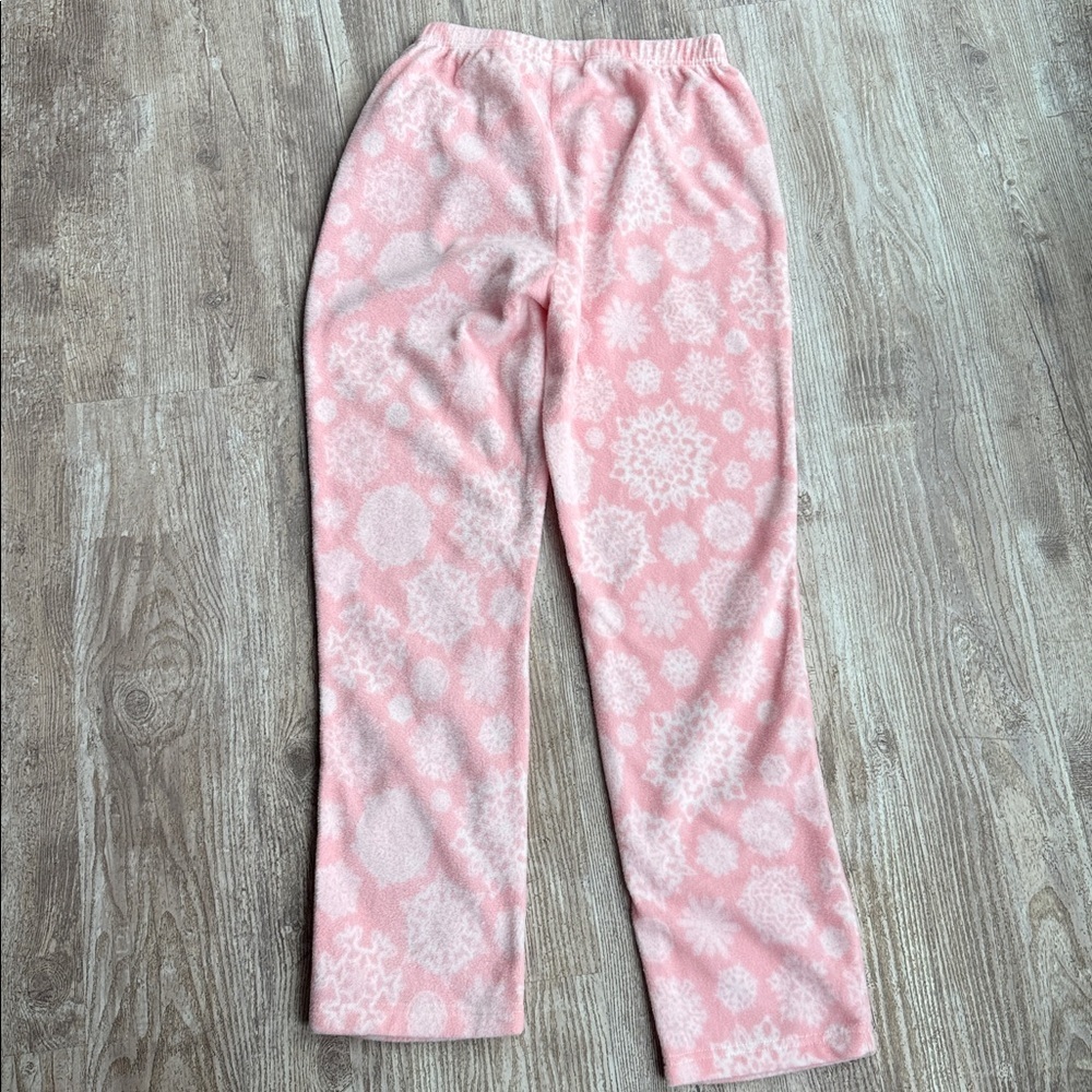Fuzzy Soft Pink & White Snowflake Pajama Pants~Small - Picture 3 of 6